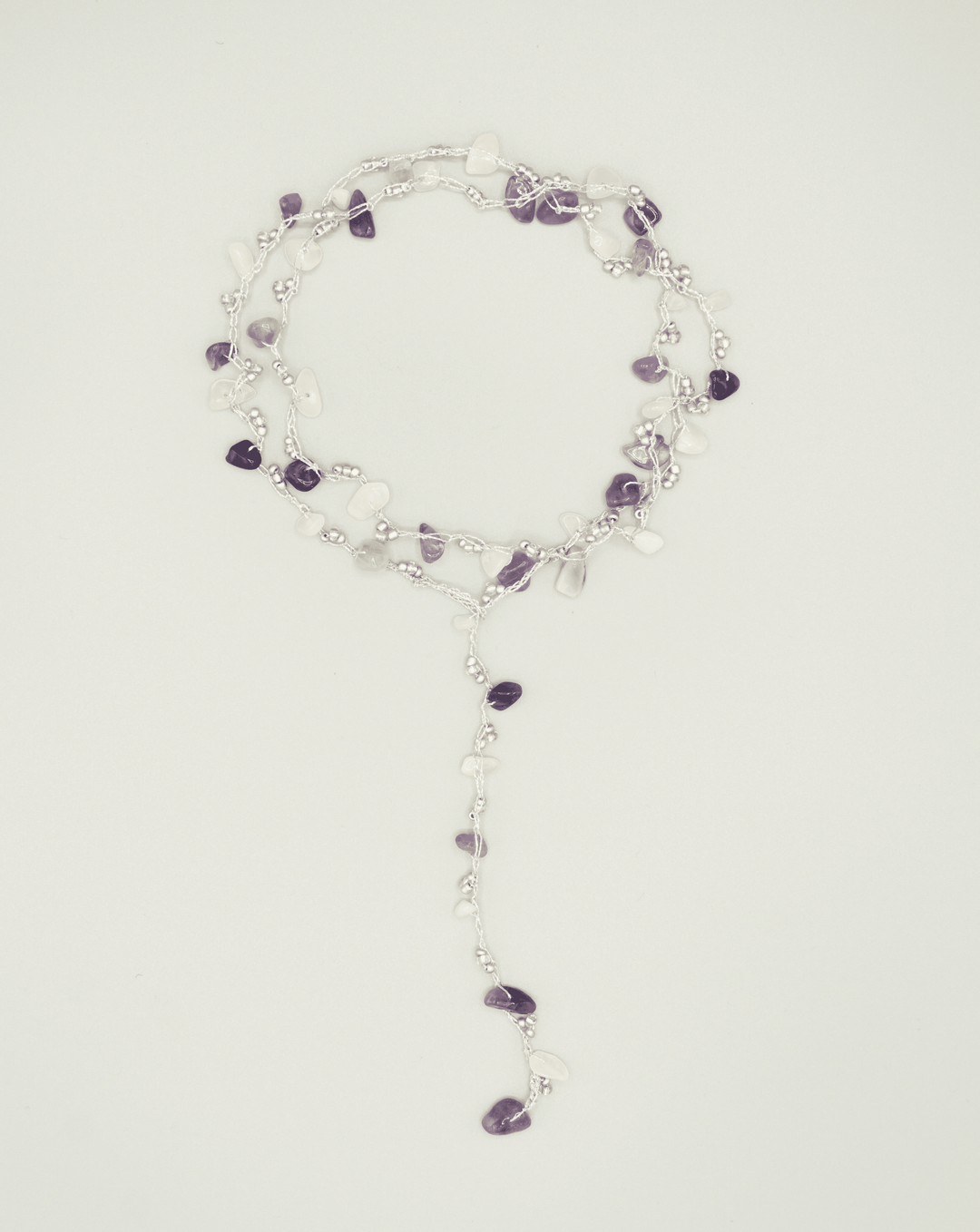 Amethyst & White Agate Necklace in Silver Necklaces Rochet London 
