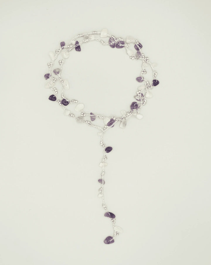 Amethyst & White Agate Necklace in Silver Silver Rochet London 