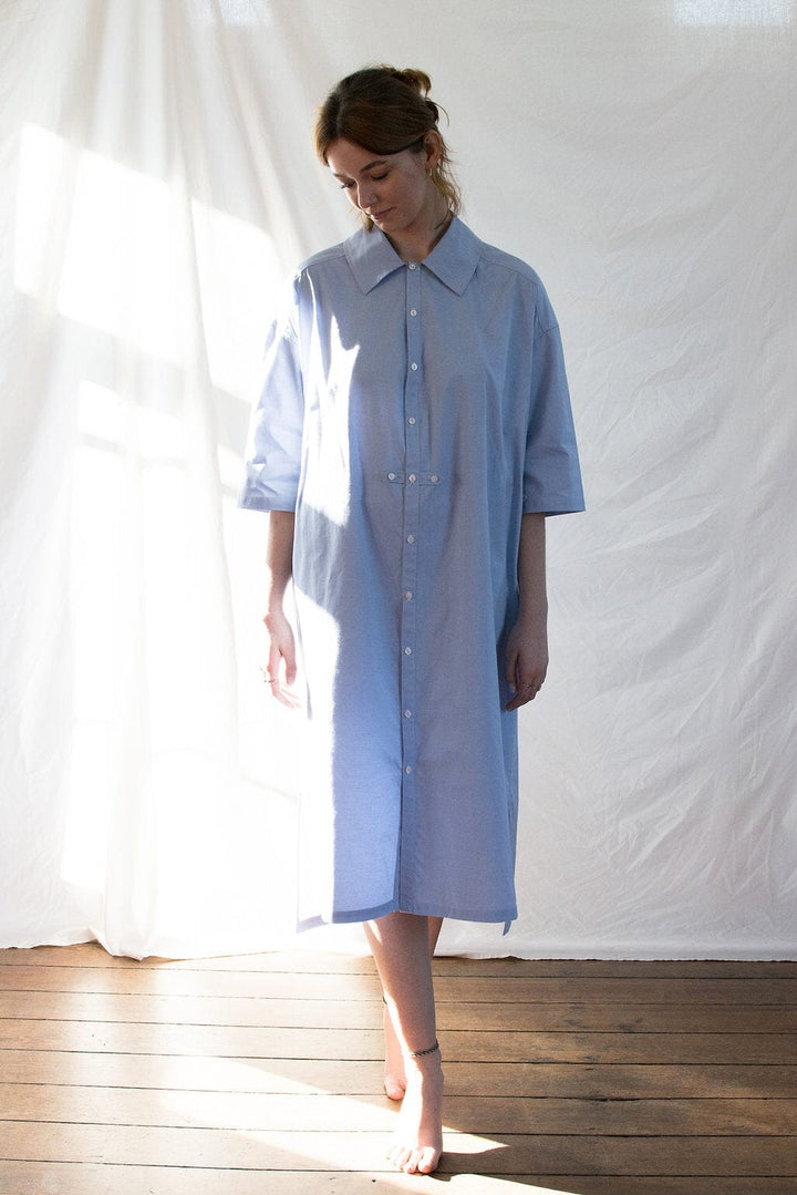 Ava Shirt Dress in Blue Dresses Harriet Eccleston 