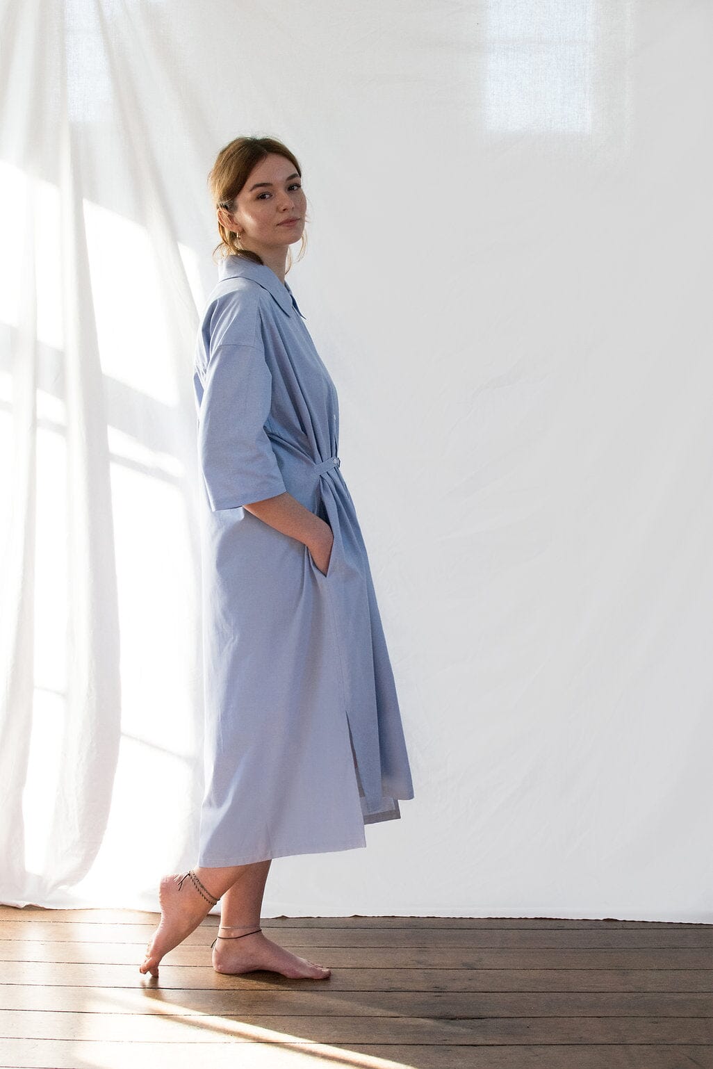 Ava Shirt Dress in Blue Dresses Harriet Eccleston 