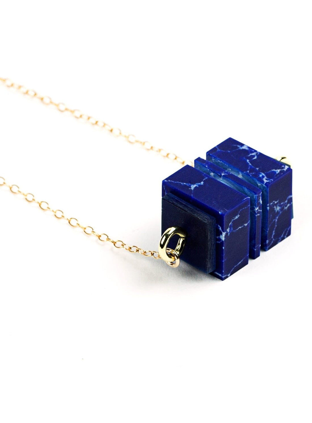 Azure Blue Cube Pendant Necklaces YBDFinds 