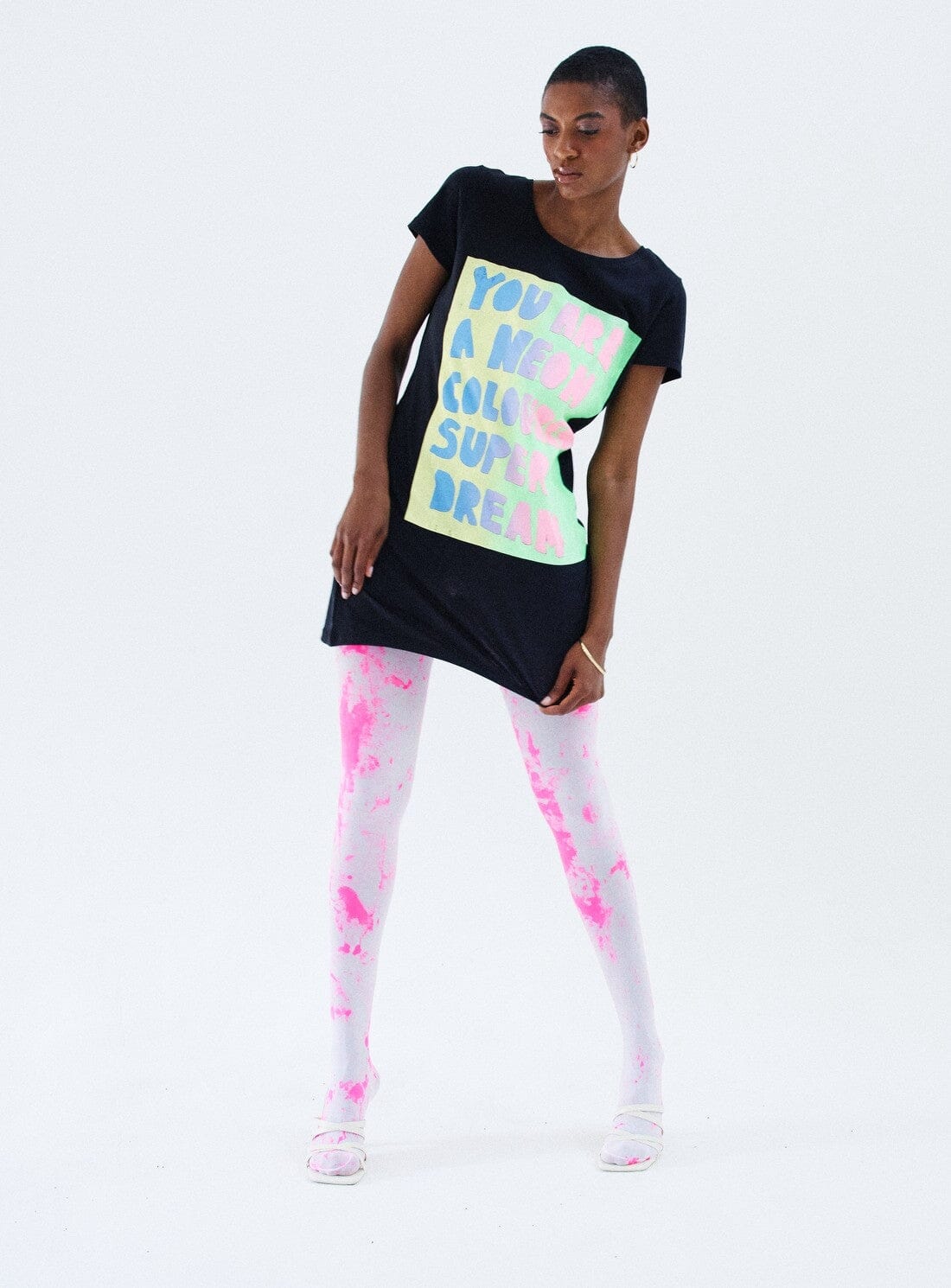 Black T Shirt Dress with Neon Dream Simeon Farrar YBD Finds