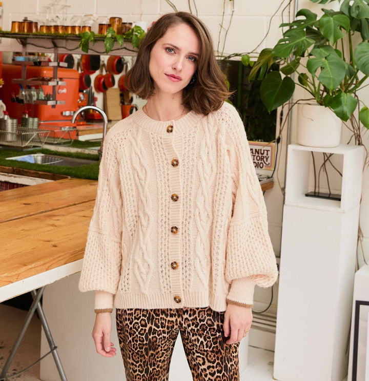 Brigit Heart Cardigan in Off White Cardigan Cara & The Sky 