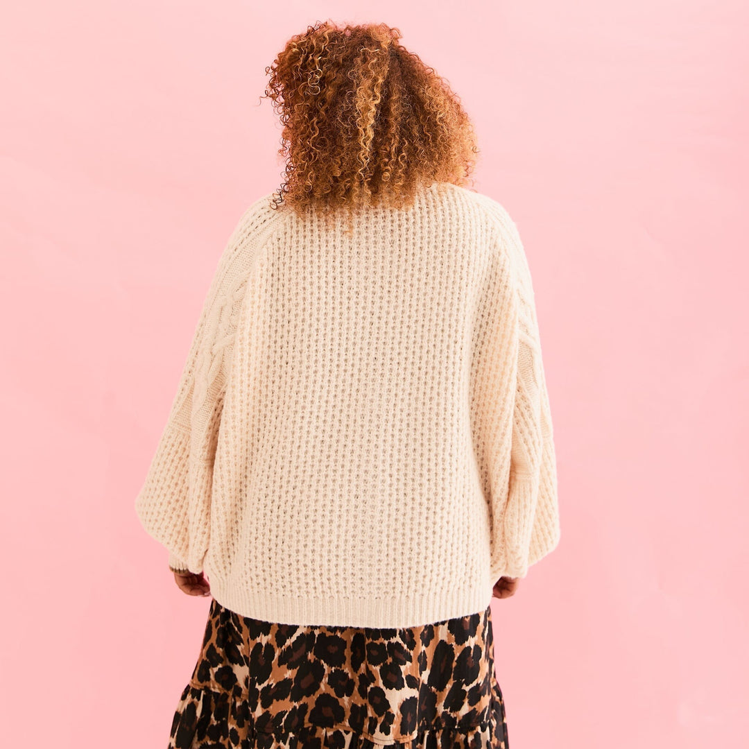 Brigit Heart Cardigan in Off White Cardigan Cara & The Sky 