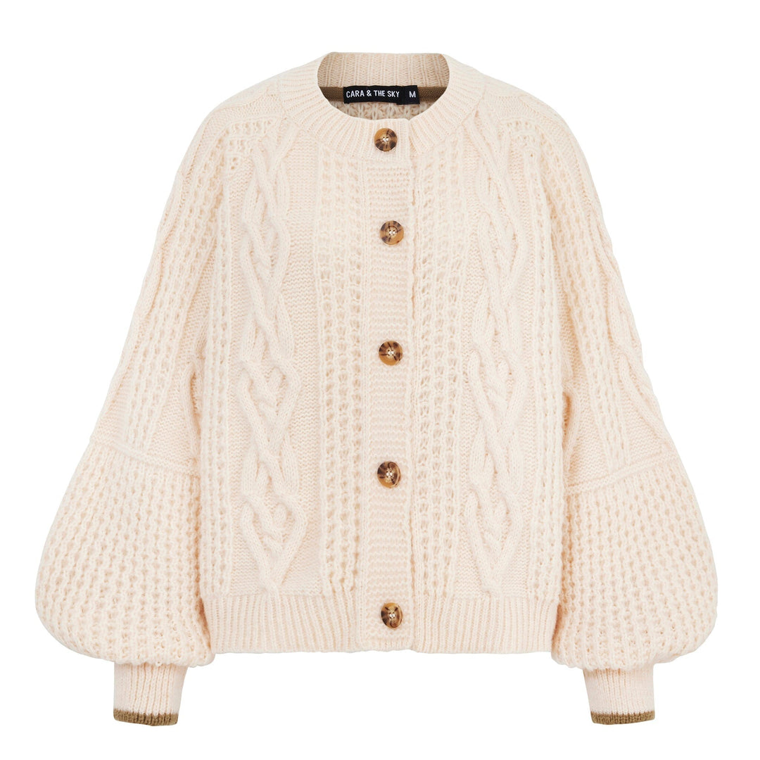 Brigit Heart Cardigan in Off White Cardigan Cara & The Sky 