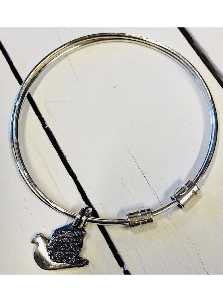 Curio Eternity Bangle with Dove in Silver Bracelet YBDFinds 