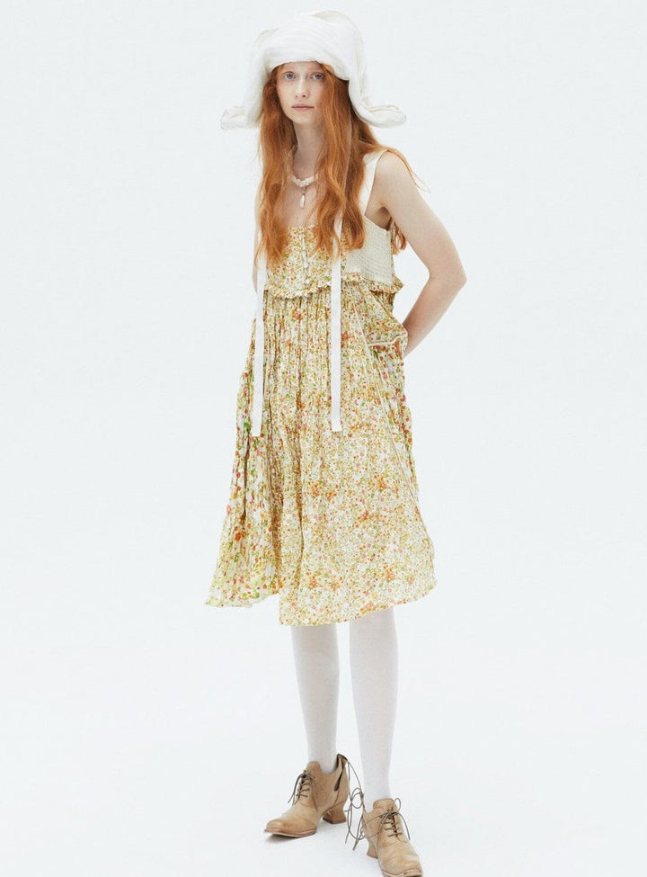 Ditsy Floral Cotton and Silk Dress Dresses YBDFinds 