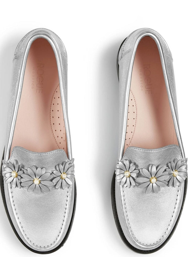 Ditsy Leather Loafer in Silver Shoes YBDFinds 