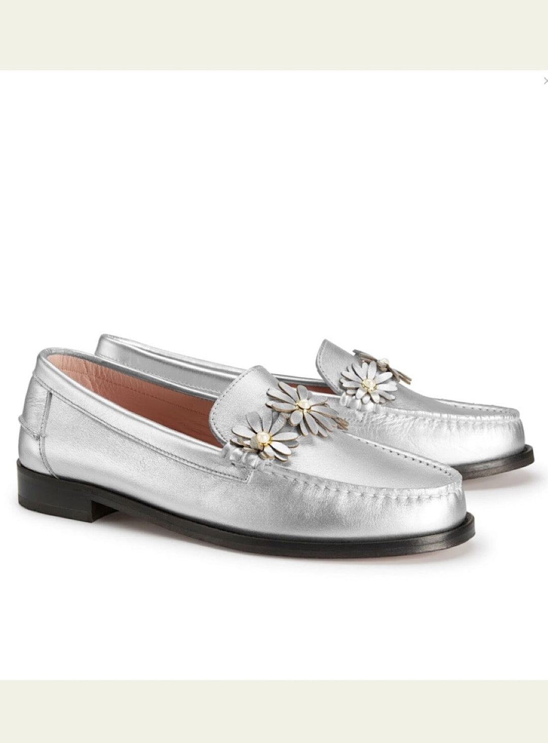 Ditsy Leather Loafer in Silver Shoes YBDFinds 