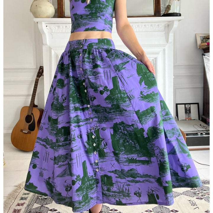 Eddie Cotton Skirt in Purple skirt Klements London 