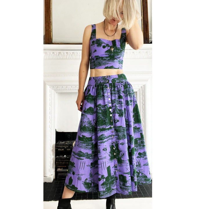 Eddie Cotton Skirt in Purple skirt Klements London 