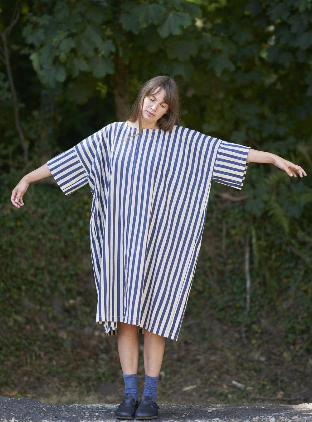 Edie Dress in Marine Stripe Cotton Dresses YBDFinds 