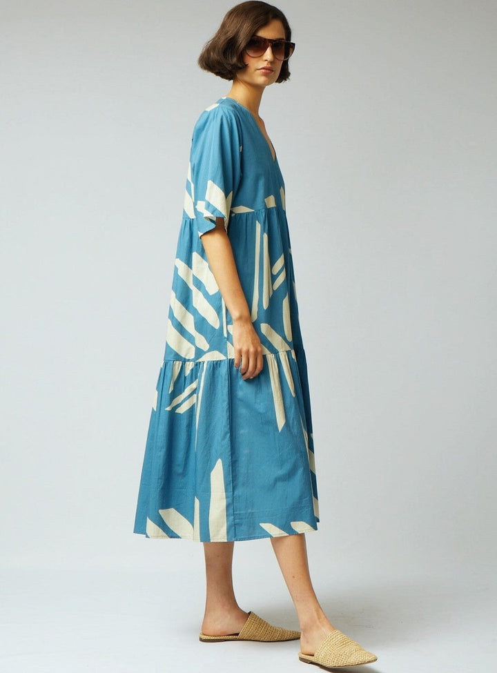 Egypt Dress in Bell Blue and Cream Dresses YBDFinds 