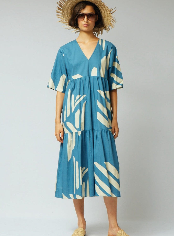 Egypt Dress in Bell Blue and Cream Dresses YBDFinds 