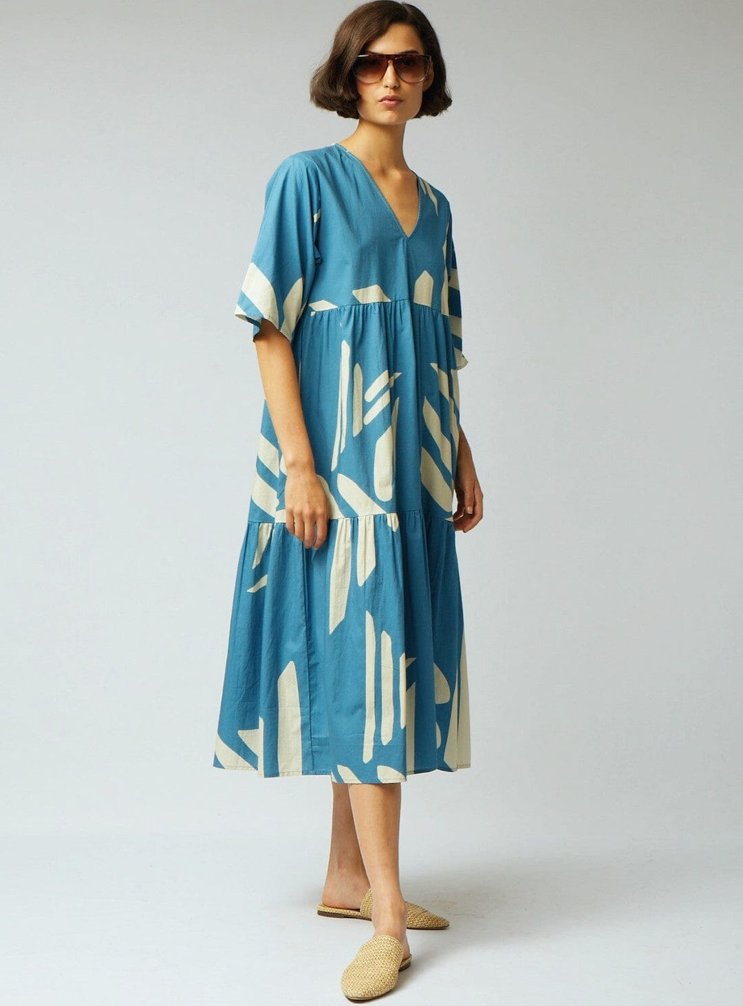 Egypt Dress in Bell Blue and Cream Dresses YBDFinds 