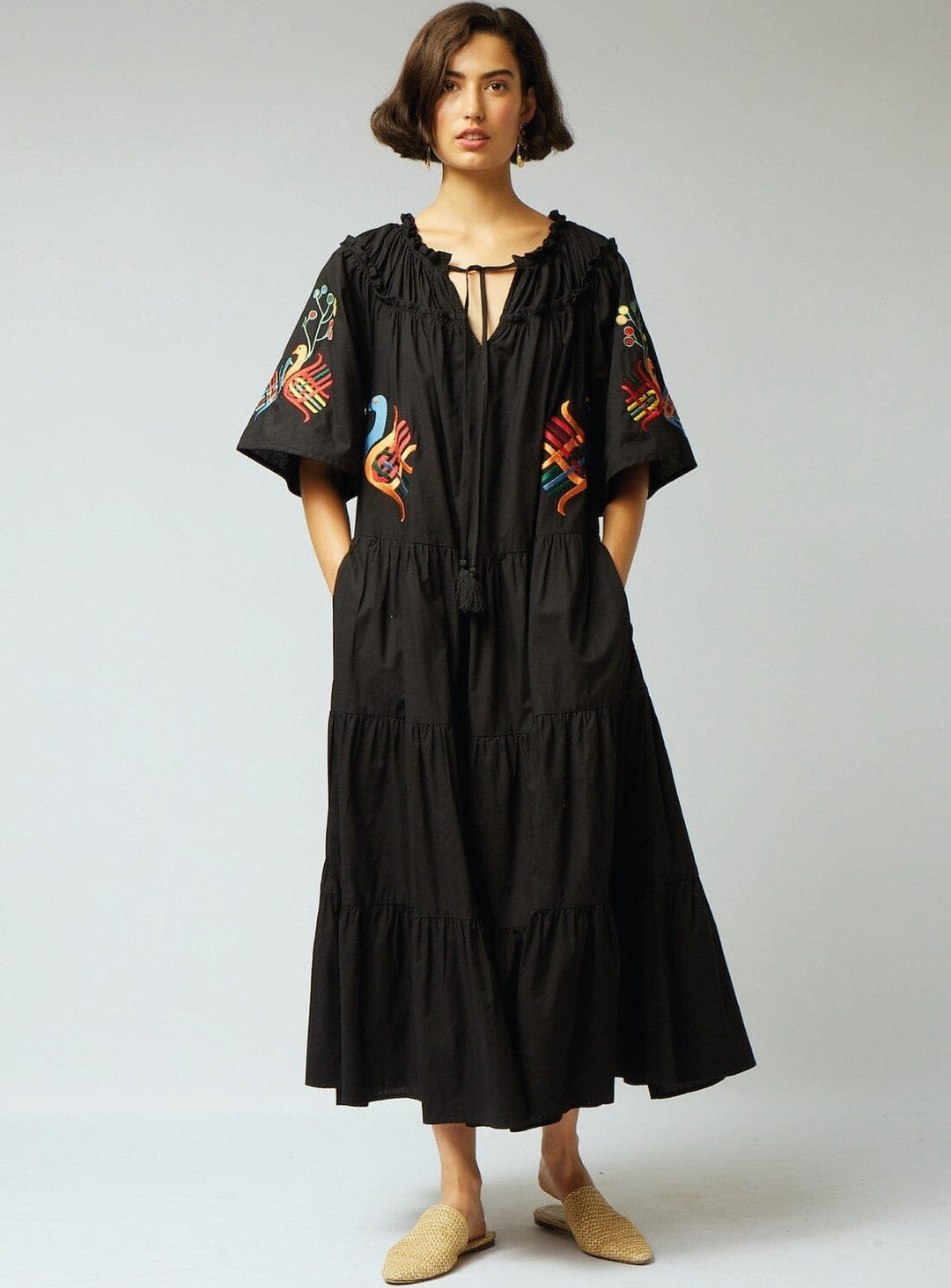 Esther Dress in Black Embroidered Dresses YBDFinds 