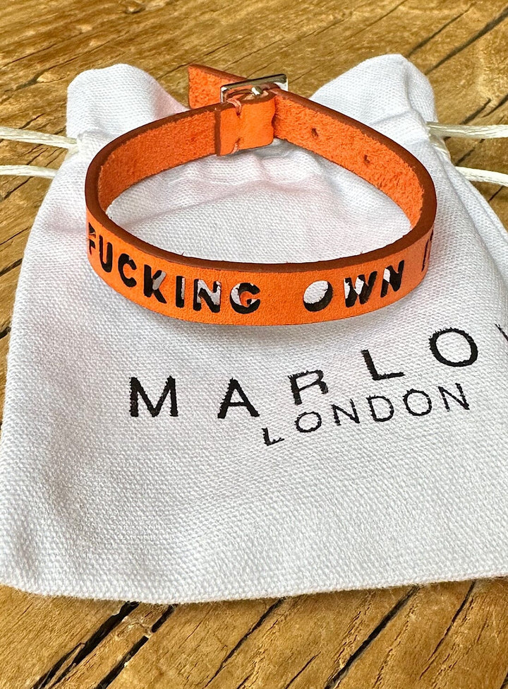 F*cking Own It Orange Leather Bracelet Bracelets YBDFinds 