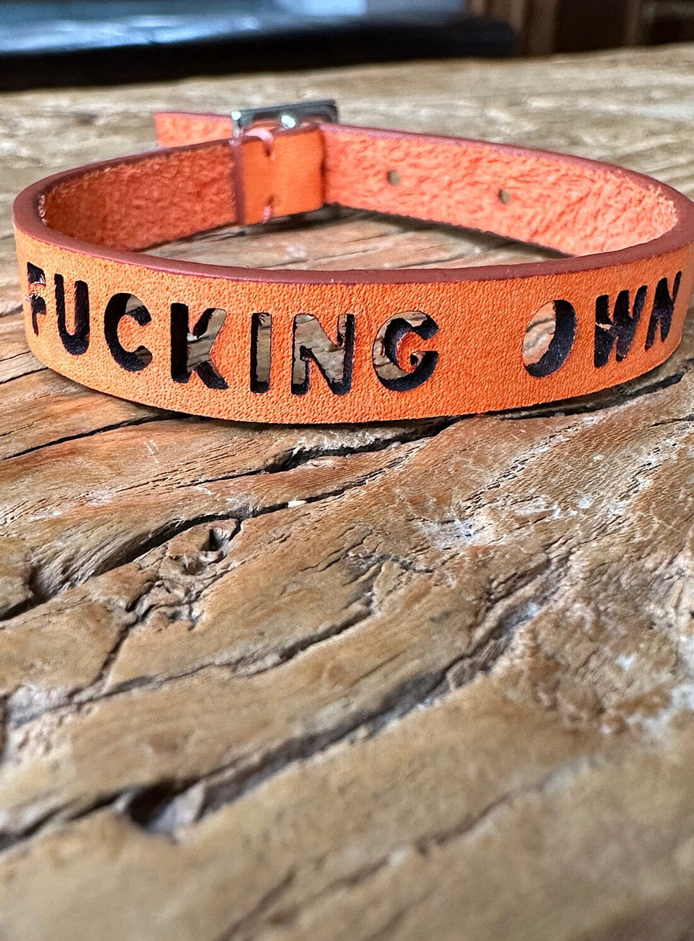 F*cking Own It Orange Leather Bracelet Bracelets YBDFinds 
