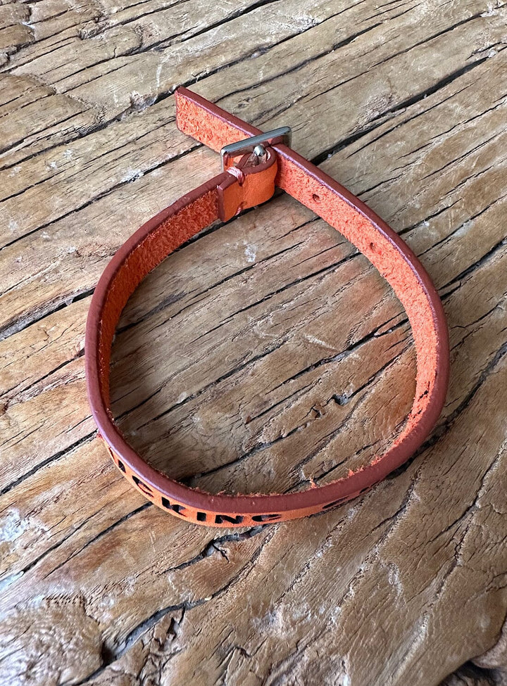 F*cking Own It Orange Leather Bracelet Bracelets YBDFinds 