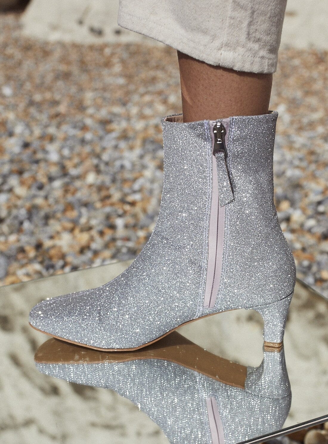 Rogue Matilda Flaunt Ankle Boot in Silver Glitter YBDFinds