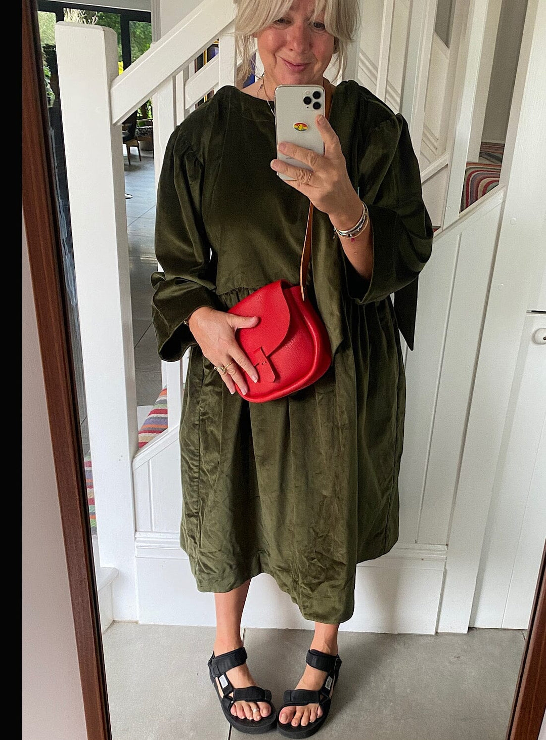 Iza Satchel in Happy Red with Tan Strap Handbags YBDFinds 