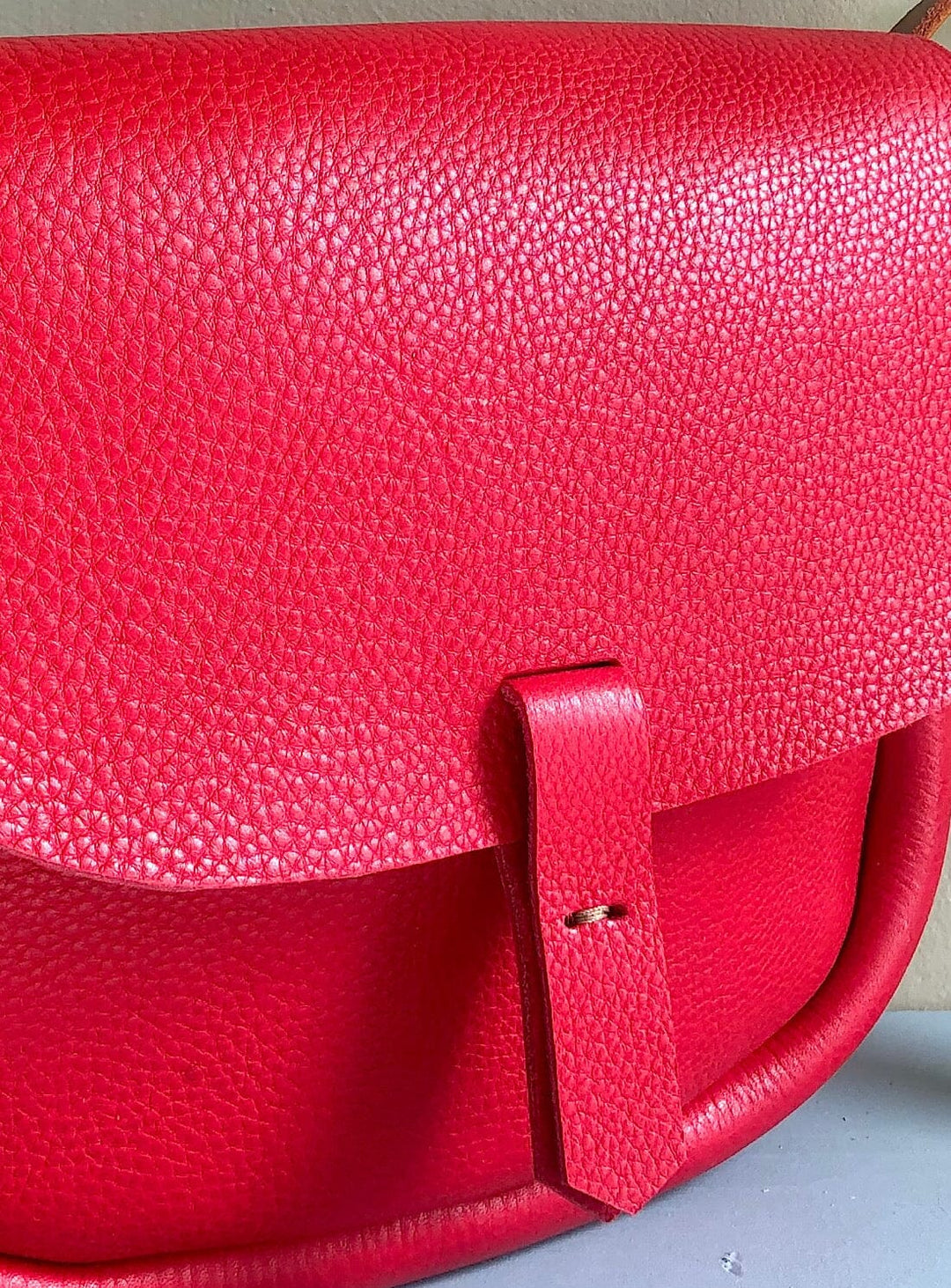 Iza Satchel in Happy Red with Tan Strap Handbags YBDFinds 