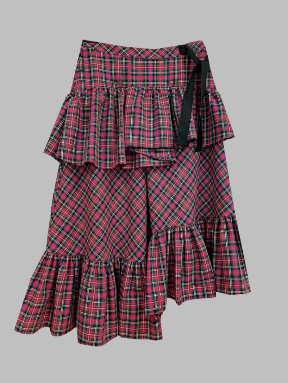 Jam Asymmetric Skirt in Red Tartan (PRE ORDER - arriving in 2 weeks) Womenswear TEIJA 