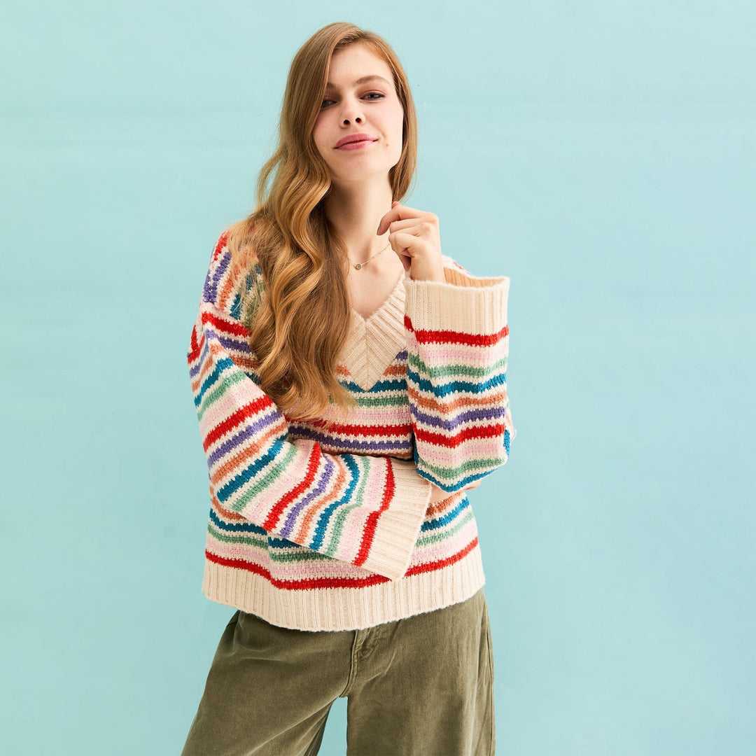 Jasmine V Neck Striped Jumper Jumper Cara & The Sky 