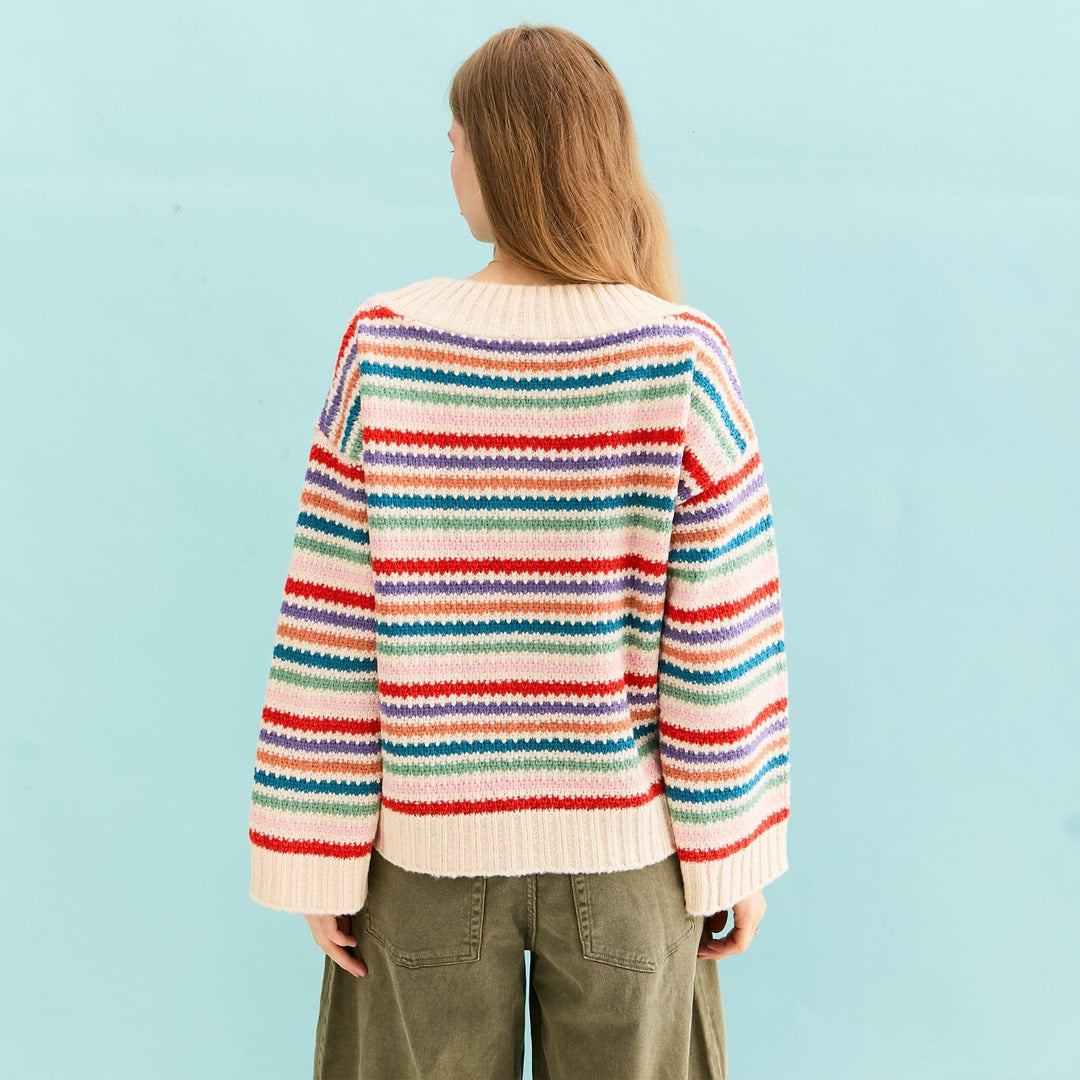 Jasmine V Neck Striped Jumper Jumper Cara & The Sky 