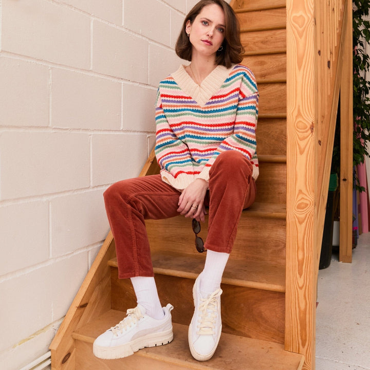 Jasmine V Neck Striped Jumper Jumper Cara & The Sky 