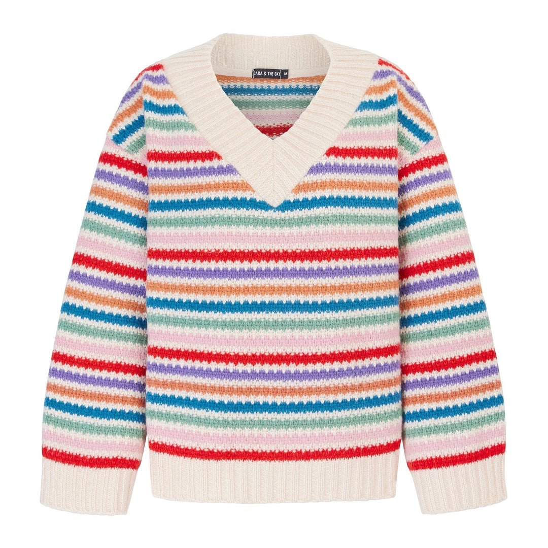 Jasmine V Neck Striped Jumper Jumper Cara & The Sky 