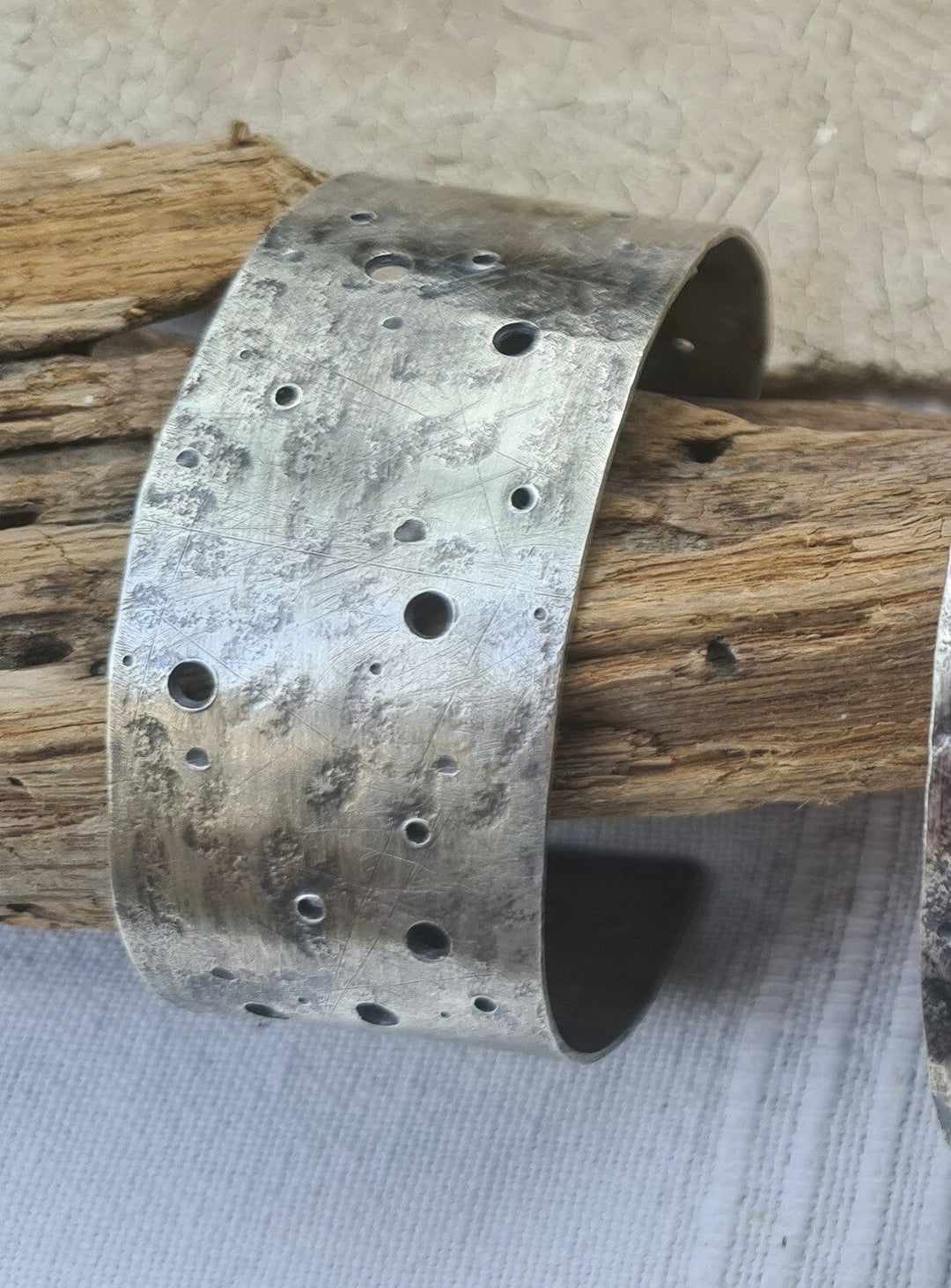 Large Silver Erosion Cuff Bracelets YBDFinds 