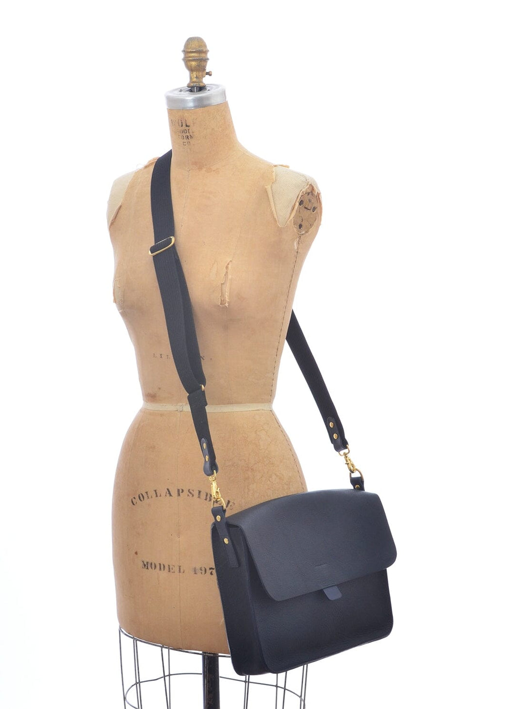 Large Tab Bag with Web Strap in Navy Handbags YBDFinds 