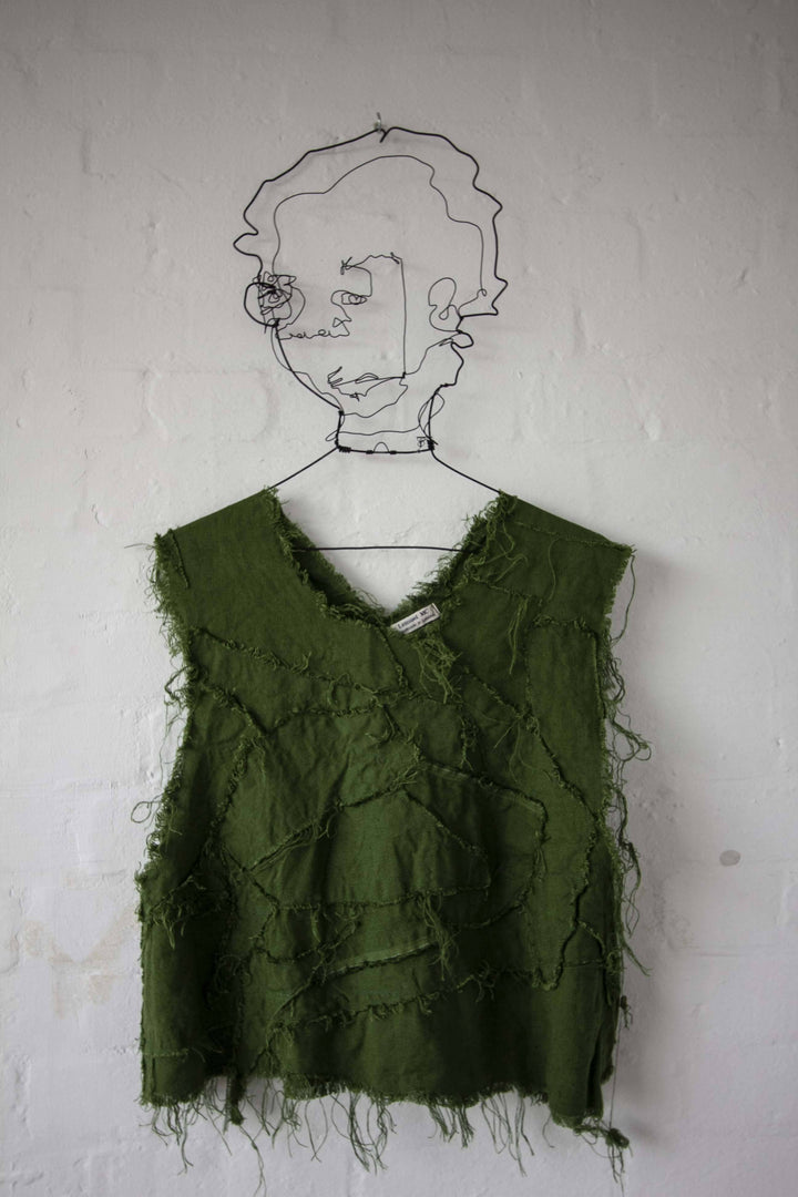 Linen Patchwork Top Tops Lemuel MC Onesize Green 