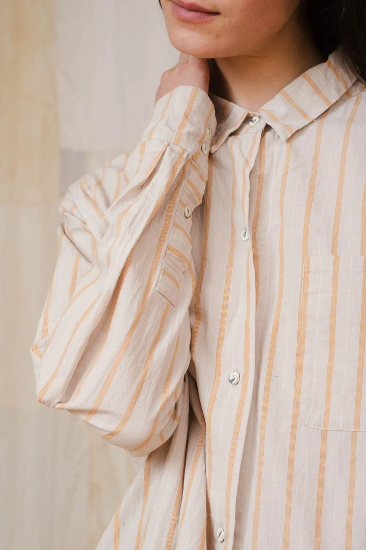 Man Shirt Cotton Stripe in Orange Shirts & Tops Sula 