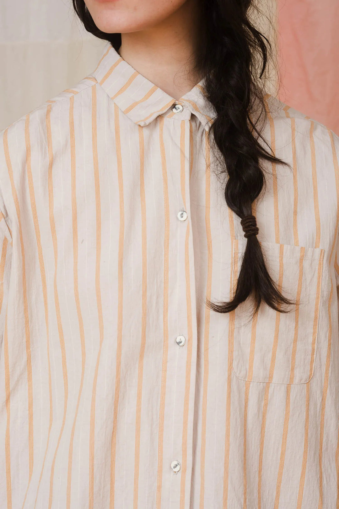 Man Shirt Cotton Stripe in Orange Shirts & Tops Sula 