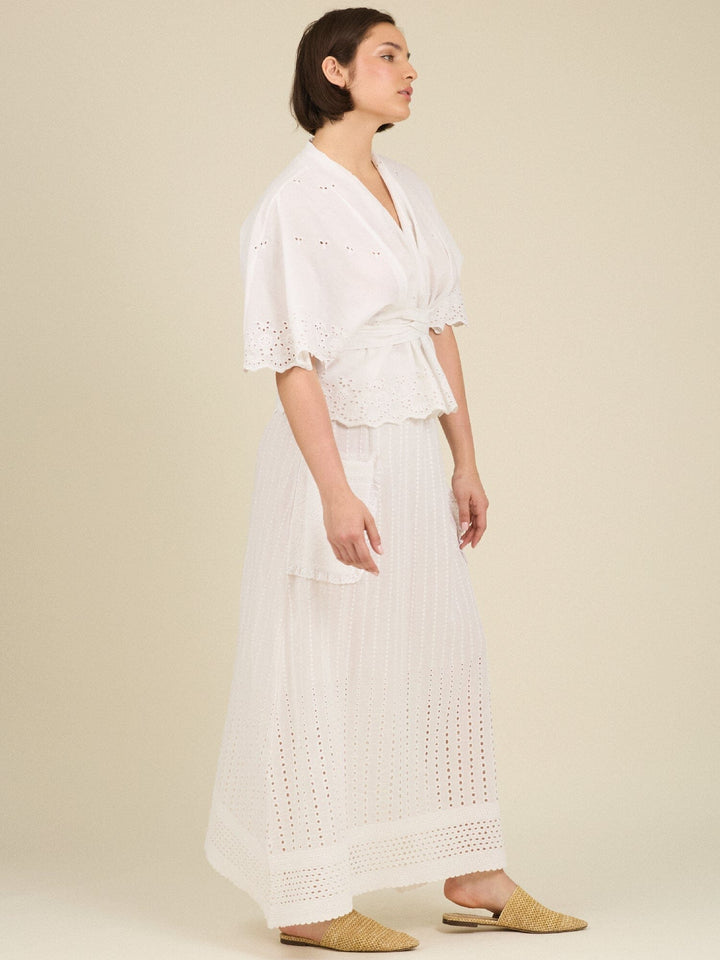 Martha Cotton Skirt in White Skirt Tallulah and Hope 