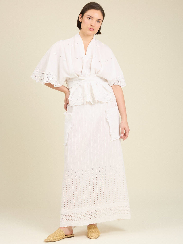 Martha Cotton Skirt in White Skirt Tallulah and Hope 