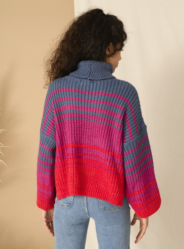 Megan Stripe Roll Neck Jumper Knitwear YBDFinds 