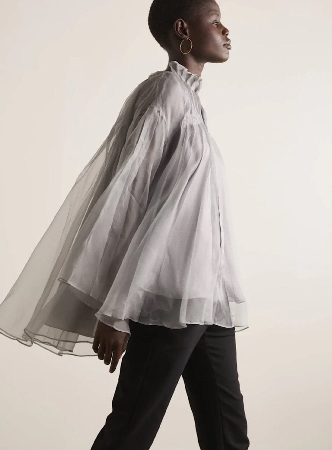 Patia No 169 Top in Grey Slate Silk Organza