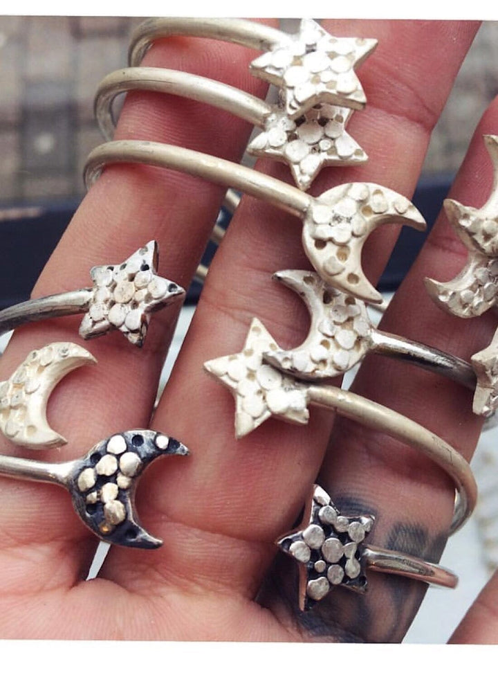 Pallenberg Star and Moon Cuff in Silver Bracelets YBDFinds 