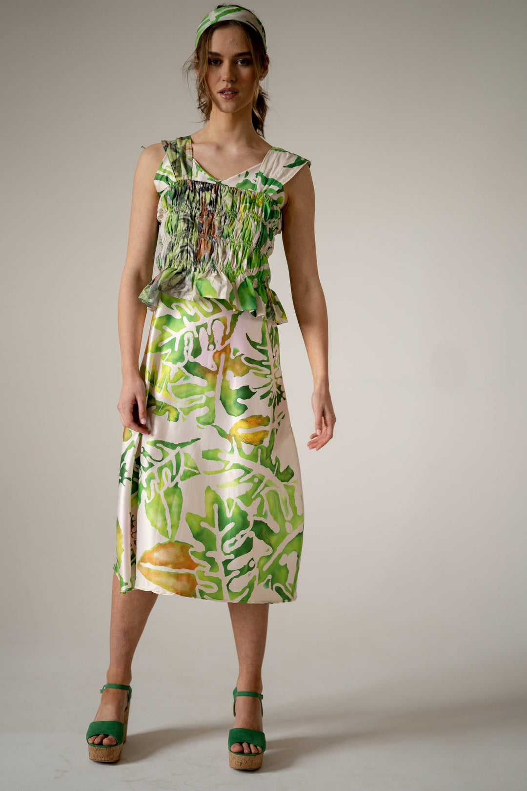 Palm Printed Shirred Top (MADE TO ORDER) Tops Isabelle Pennington-Edmead 