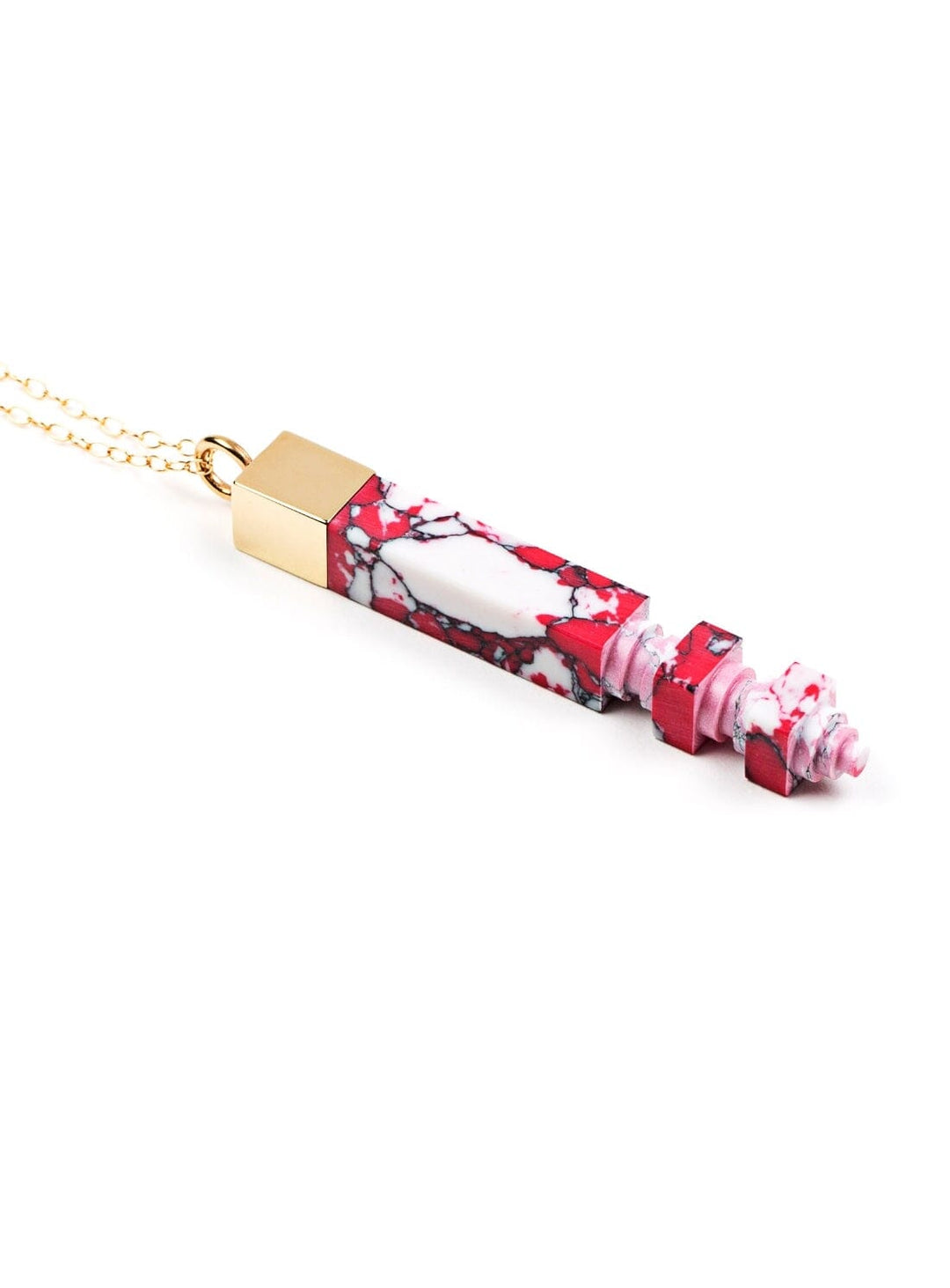 Pink & White Speck Column Pendant Necklaces YBDFinds 
