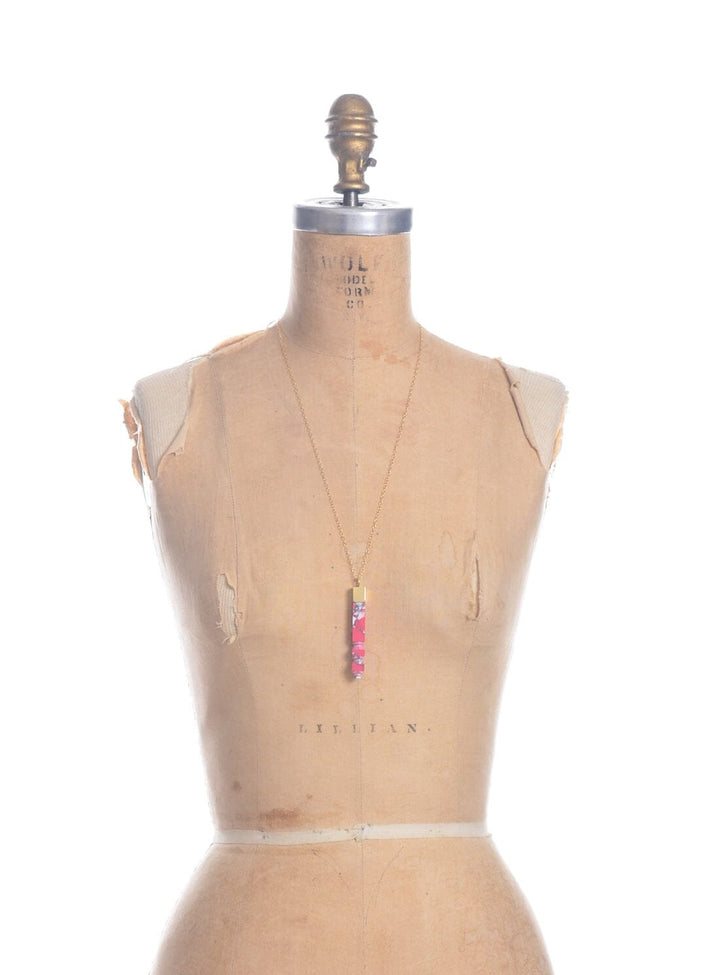 Pink & White Speck Column Pendant Necklaces YBDFinds 