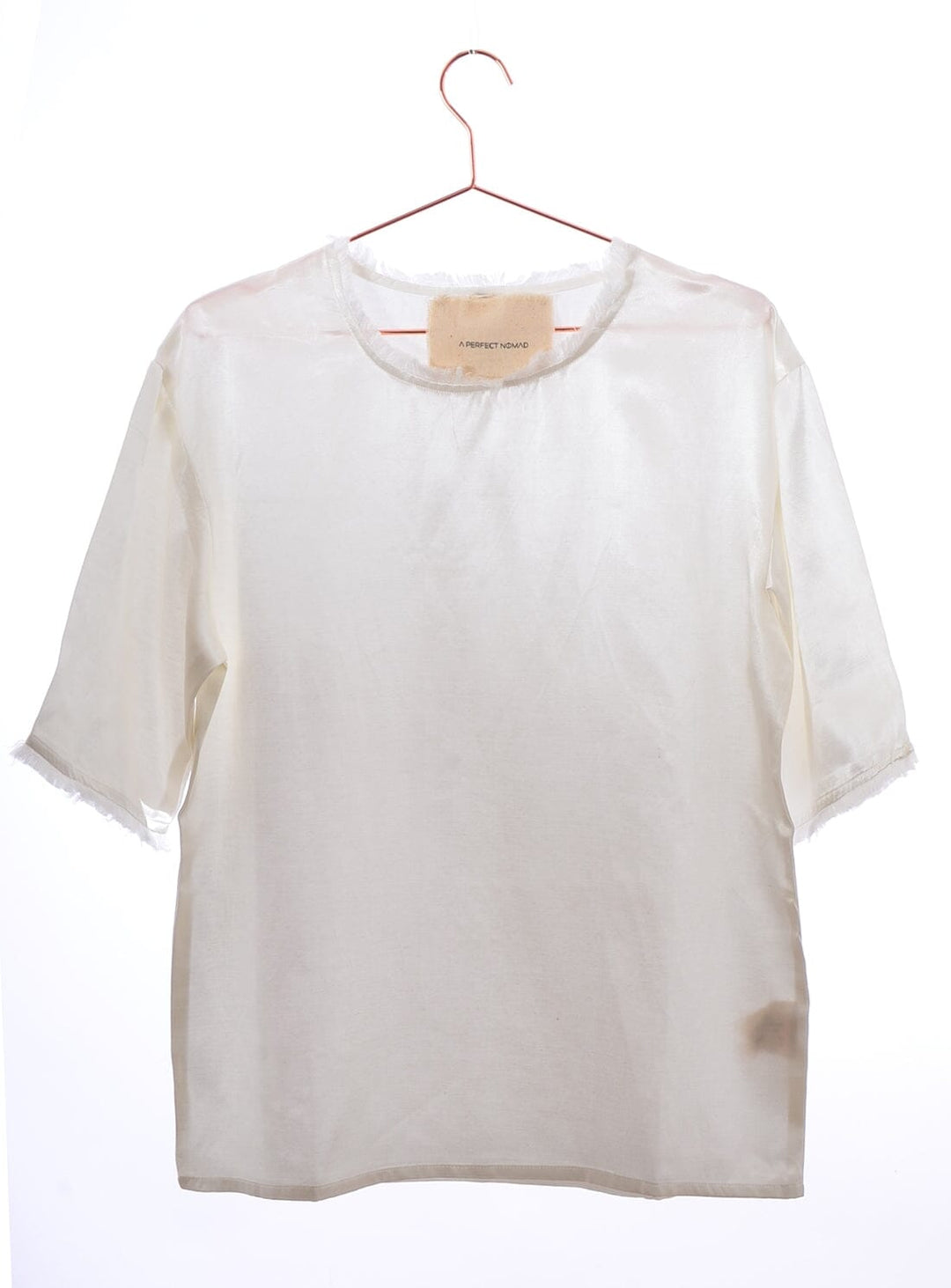 Raw Lover Relaxed Silk T-shirt in Salt White Tops YBDFinds 