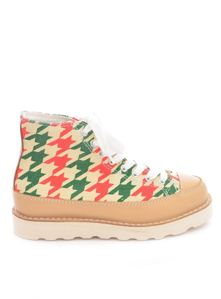 Rope Trainers in Dogstooth Red and Green Shoes YBDFinds 