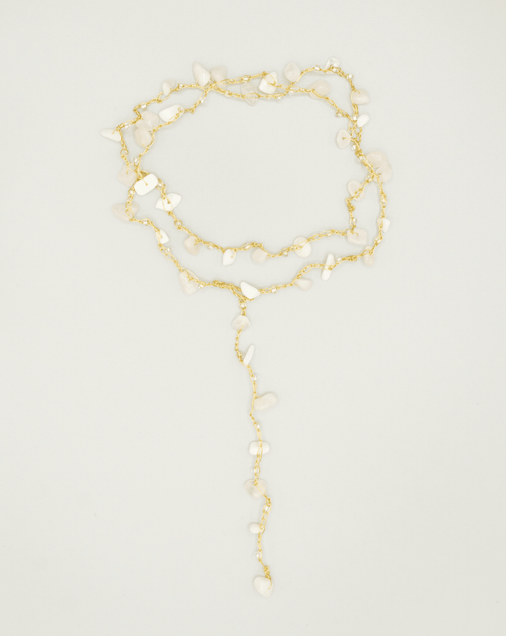 Rose Quartz & Moonstone Necklace in Gold Gold Rochet London 
