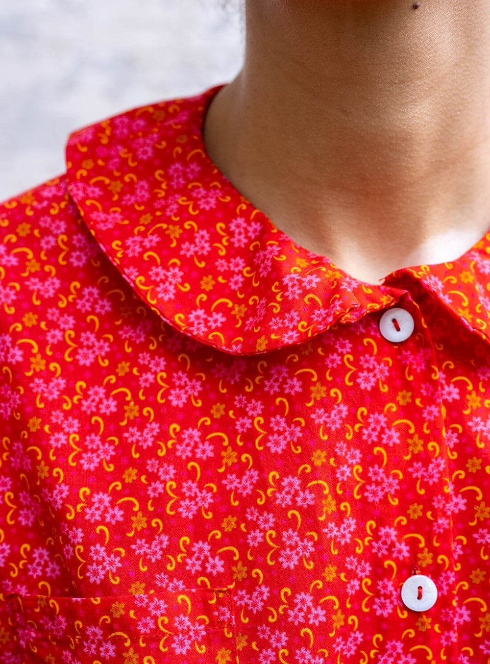 Round Collar Cotton Shirt in Red Clothing YBDFinds 