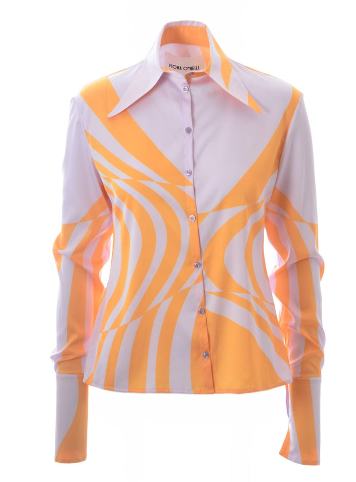 Stretch Satin Printed Shirt Tops YBDFinds 