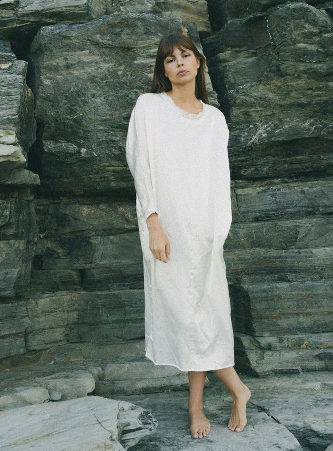 The Raw Lover Dress in Silk and Hemp in Salt White Dresses YBDFinds 